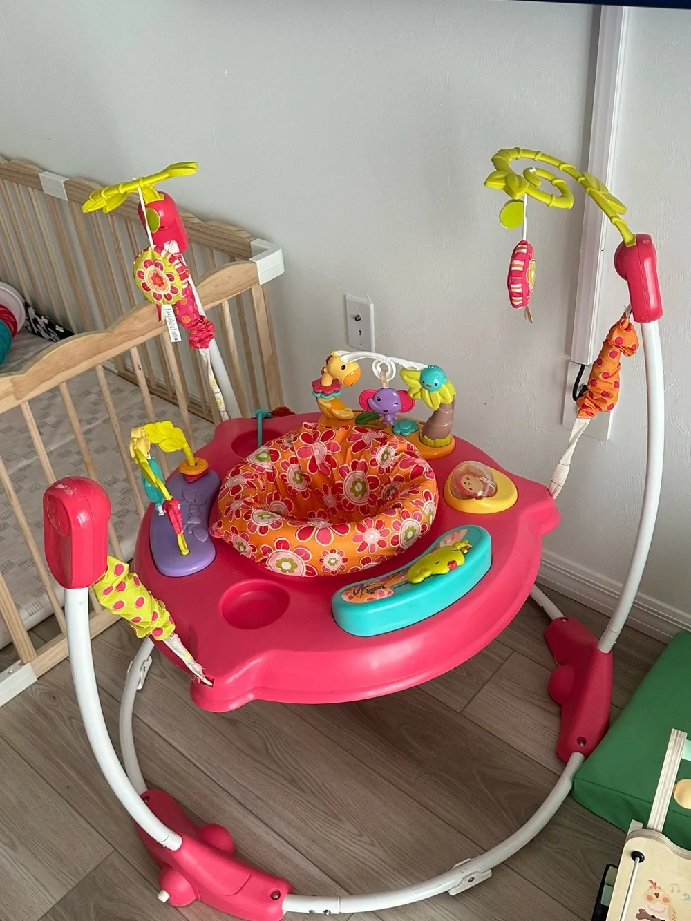 Fisher-Price Pink Floral Activity Jumper with Colorful Toy Tray
